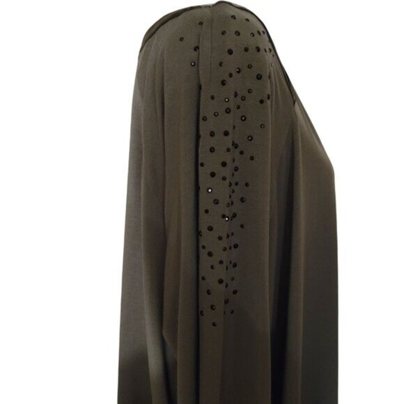 BELLE-KIM GAVEL Tunic W/Faux Leather Trim/Embellished Sleeves TOP-SIZE: 3XL-NWT - Picture 5 of 12